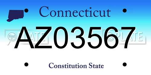 AZ03567 Connecticut License Plate