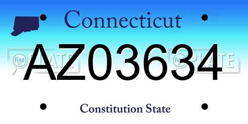 AZ03634 Connecticut License Plate
