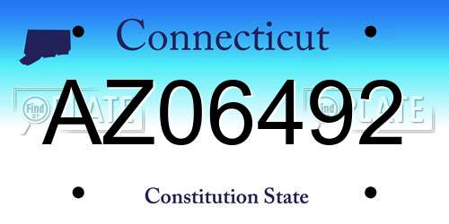 AZ06492 Connecticut License Plate