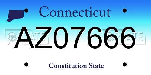 AZ07666 Connecticut License Plate