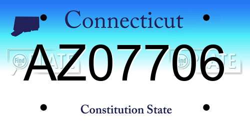AZ07706 Connecticut License Plate