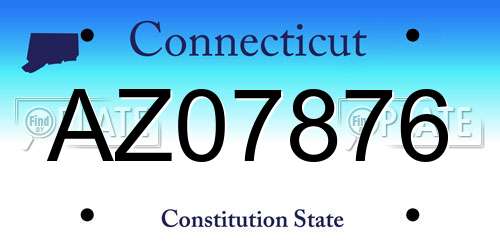 AZ07876 Connecticut License Plate