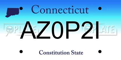 AZ0P2I Connecticut License Plate