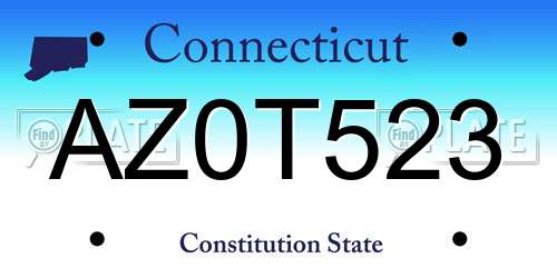 AZ0T523 Connecticut License Plate