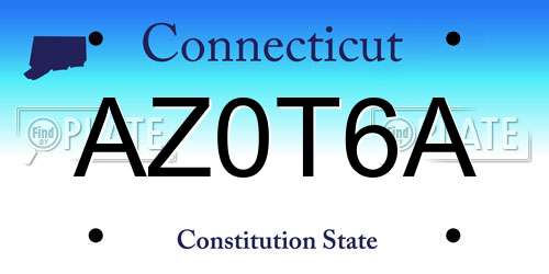 AZ0T6A Connecticut License Plate