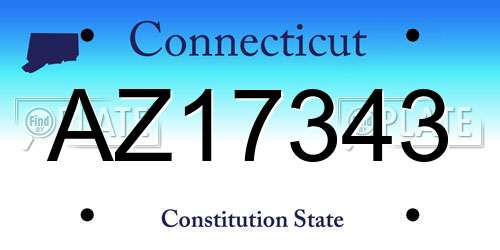 AZ17343 Connecticut License Plate