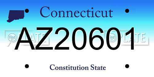 AZ20601 Connecticut License Plate
