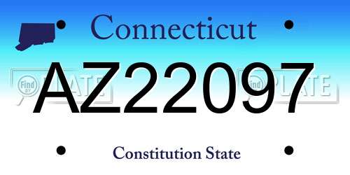 AZ22097 Connecticut License Plate