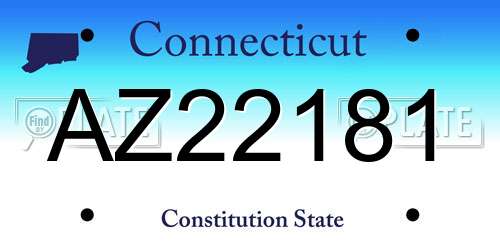 AZ22181 Connecticut License Plate
