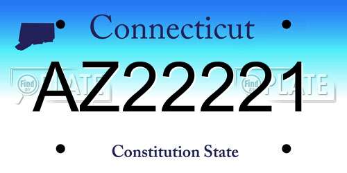 AZ22221 Connecticut License Plate