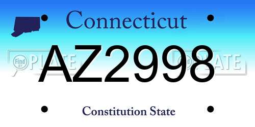 AZ2998 Connecticut License Plate