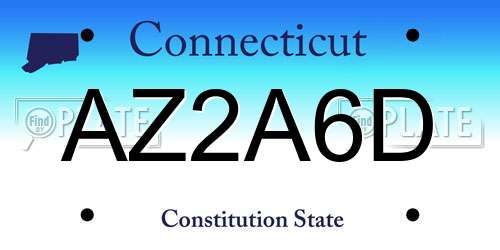 AZ2A6D Connecticut License Plate