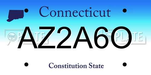 AZ2A6O Connecticut License Plate