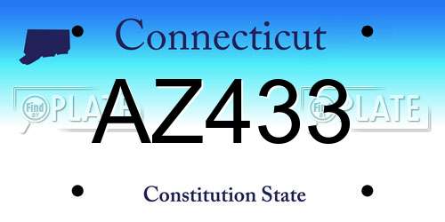 AZ433 Connecticut License Plate