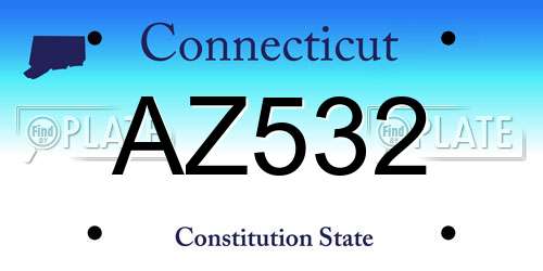 AZ532 Connecticut License Plate