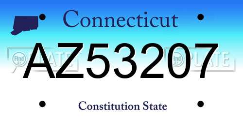 AZ53207 Connecticut License Plate