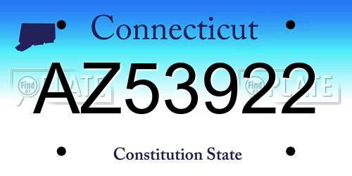 AZ53922 Connecticut License Plate