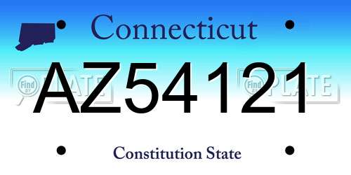 AZ54121 Connecticut License Plate