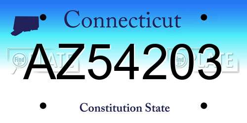 AZ54203 Connecticut License Plate