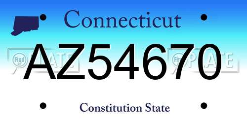 AZ54670 Connecticut License Plate
