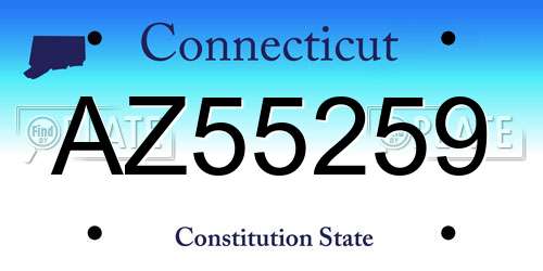 AZ55259 Connecticut License Plate