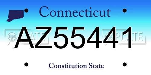 AZ55441 Connecticut License Plate