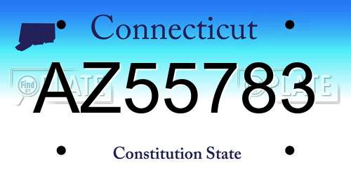 AZ55783 Connecticut License Plate