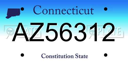 AZ56312 Connecticut License Plate