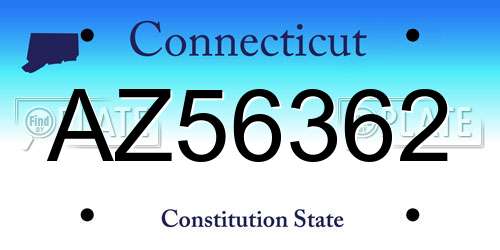 AZ56362 Connecticut License Plate