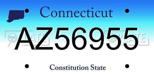AZ56955 Connecticut License Plate