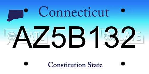 AZ5B132 Connecticut License Plate