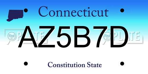 AZ5B7D Connecticut License Plate