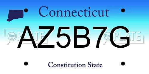 AZ5B7G Connecticut License Plate
