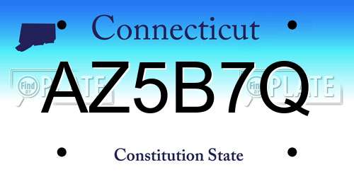 AZ5B7Q Connecticut License Plate