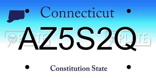 AZ5S2Q Connecticut License Plate