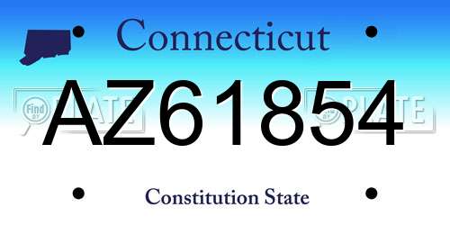 AZ61854 Connecticut License Plate