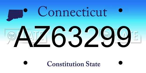 AZ63299 Connecticut License Plate