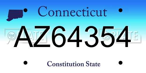 AZ64354 Connecticut License Plate