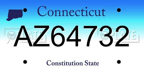AZ64732 Connecticut License Plate