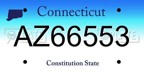 AZ66553 Connecticut License Plate