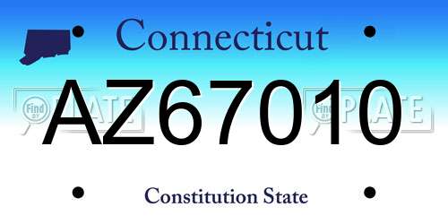 AZ67010 Connecticut License Plate