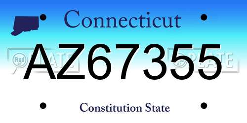 AZ67355 Connecticut License Plate