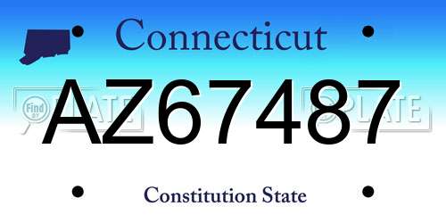 AZ67487 Connecticut License Plate