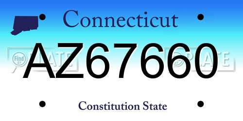 AZ67660 Connecticut License Plate