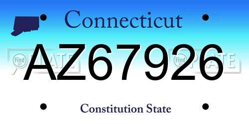 AZ67926 Connecticut License Plate