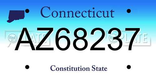 AZ68237 Connecticut License Plate