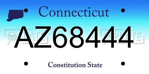 AZ68444 Connecticut License Plate