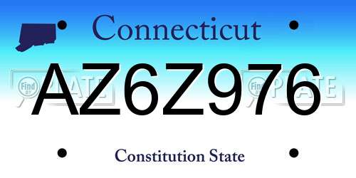 AZ6Z976 Connecticut License Plate