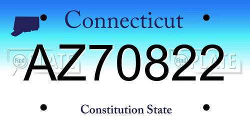 AZ70822 Connecticut License Plate