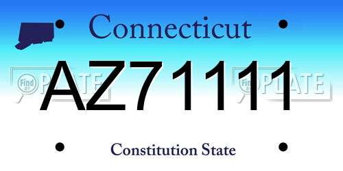 AZ71111 Connecticut License Plate